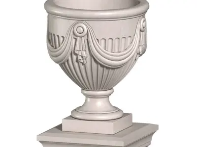 Classic outdoor vase on a pedestal for decorating the facade  3D model