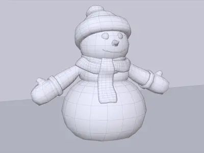 Snowman wearing scarf and hat Low-poly 3D model
