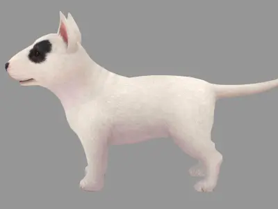 Cartoon pet puppy - BullTerrier - baby dog Low-poly 3D model