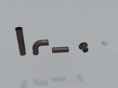 Stove PBR metal pipe with handle Low-poly 3D model