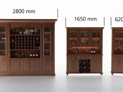 Dark Wood Cabinet Collection 3D model