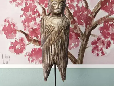 Albesia Wood Buddha Decoration 3D model