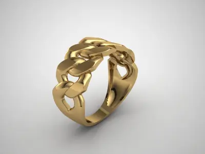 Bold Curb Chain Ring  Cartier-Style 3D Printable Jewelry Model  3D print model