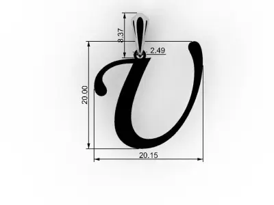 Letter U NECKLACE pendant 3D print model