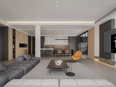 Modern living room dining room interior scenes 302 3D model