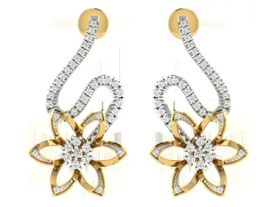 Solitaire Women Drop Earring 3dm STL OBJ FBX Renders Details 3D print model 2