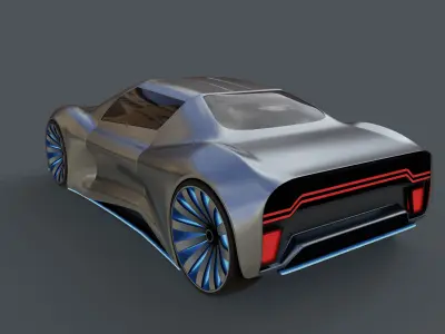 Electric Hybrid Coupe Car 3D model