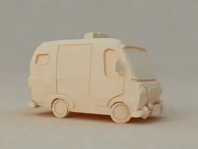 Police car sedan interior cute little collection toon 3D model