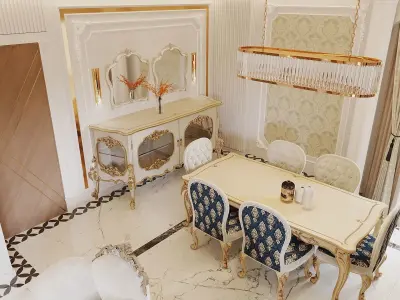 classic Reception and Dinning Room 3D model