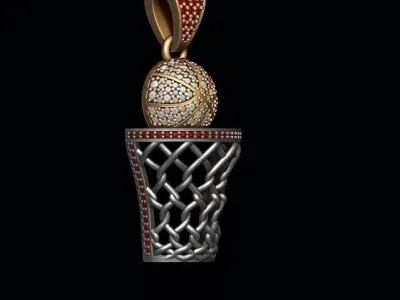 basketball pendant with gems 3D print model
