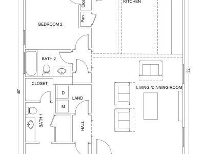Modern Two Bedroom House Complete 3D Model  Drawings Renderings 3D model