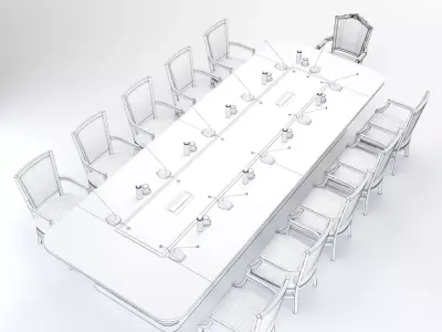 Meeting table and chairs set 3D Model Low-poly 3D model