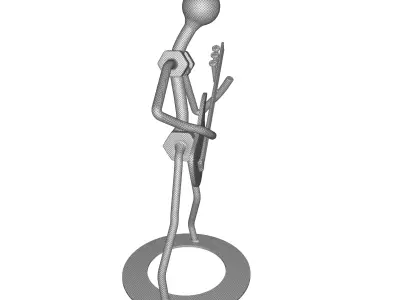 Silver Kutcher Metal Guitar Player Rock Musical Figurine 3D model
