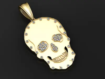  Pingente de caveira Pave Diamond  pendant  3D print model
