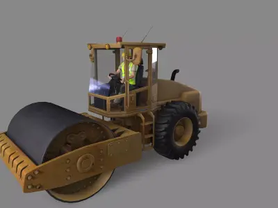 Road Roller Low-poly 3D model
