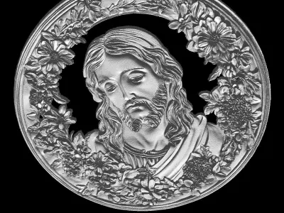 Jesus Christ Bust with Flowers 3D print model