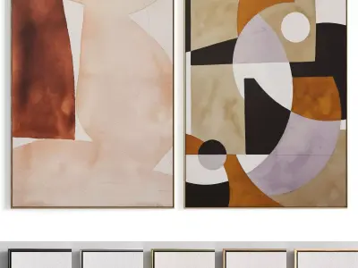 Plaster Two Photo Frame 154 Low-poly 3D model