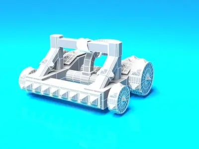 Catapult wooden toy car Low-poly 3D model