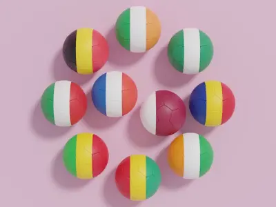 Flag Soccer Ball Collection 4 3D model