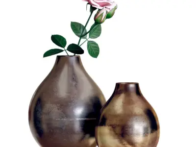 Crate andBarrel Bringham Vases with a Rose 3D model