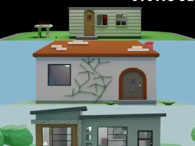 Collection houses house on hill 3D model