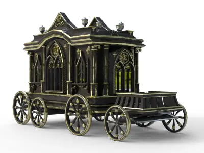 Stylized Luxury Wooden Carriage Low-poly 3D model