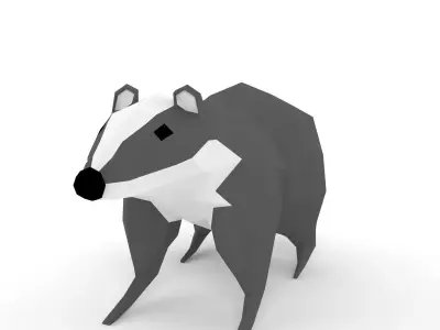 low-polys badger Low-poly 3D model
