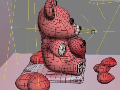 Valentine Teddy Bear Low-poly 3D model
