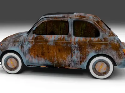 Rusty FIat 500 Nuova Low-poly 3D model