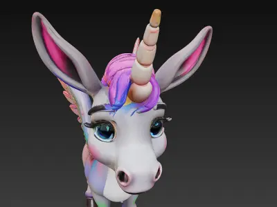 Donkeycorn Rainbow Realistic 3D Model Basic - Donkeycorn Low-poly 3D model purchase