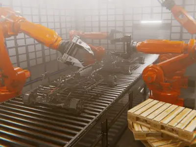 Industrial car manufacturing Low-poly 3D model