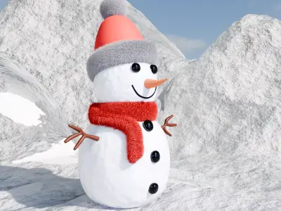 Snowman 3D Model  Winter Christmas Character  Blender  FBX  OBJ 3D model
