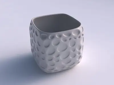 Vase quadratic stumpy with bubbles 3D print model