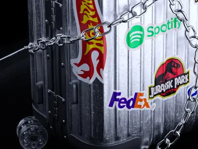 HighPoly Branded Suitcase 3D Scene Realistic Luggage  3D model