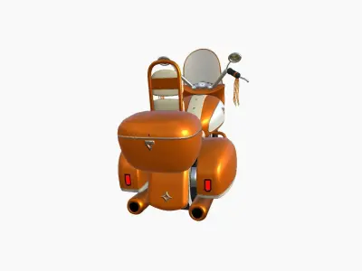 Motorcycle Cartoon B10 Orange - Custom Vehicle Design Low-poly 3D model