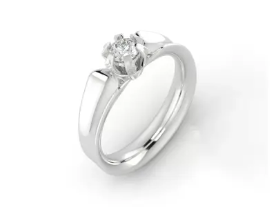 D-1645 solitaire diamond engagement ring gold 3D print model