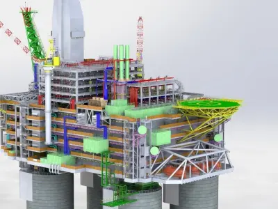 Berkut Oil Rig Largest Oil Rig in world 3D model