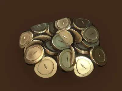 Stylized PBR Gold Coins Pack Low-poly 3D model