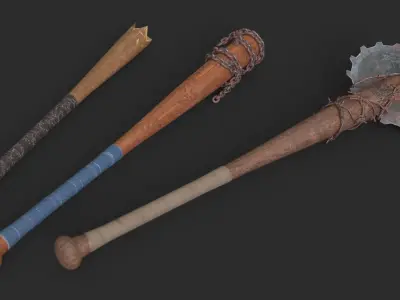 Baseball Bats Assets 02 Low-poly 3D model