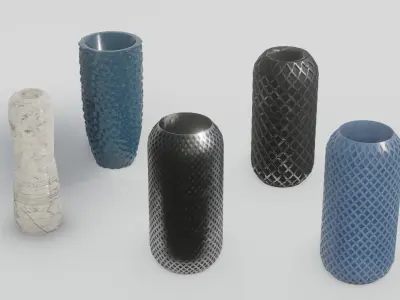 Vases five in gold 3D model