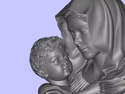 Virgin Mary with Child Jesus Religious Statue  3D print model