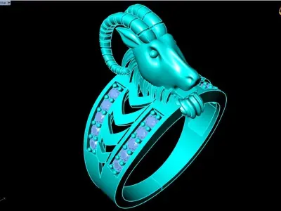 Goats head ring - Goat ring 3D print model