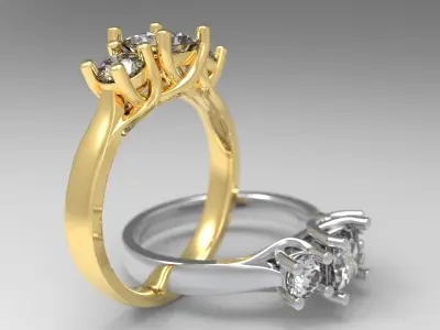 Three-Stone jewelry Ring  3D print model