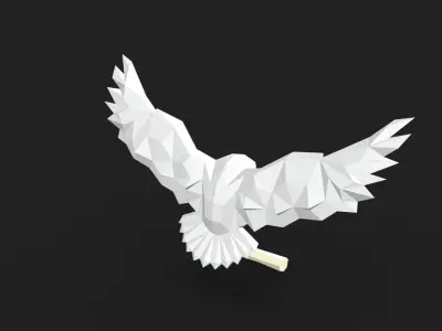snowy owl low poly 3D print model