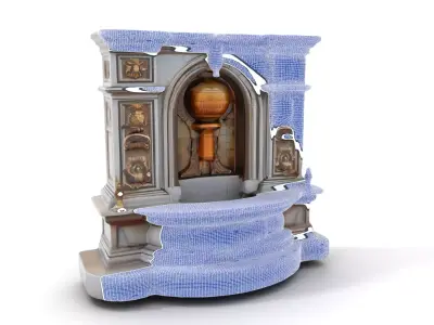 Ornate Fountain Sculpture model pack Low-poly 3D model