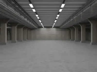 Realistic Old Parking Lot  3D model