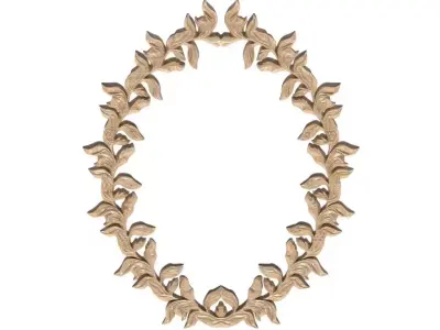 Frame-034 oval frame with leaves 3D model