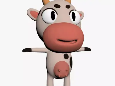 Cartoon Cow Character Low-poly 3D model