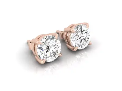 Puset Earrings with Round Diamonds  3D print model