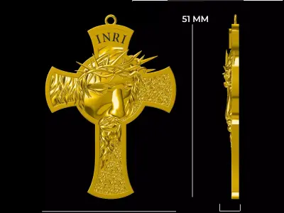 Jesus Crucifix Mens Pendant 18Kt Gold Christian - Esty Texture